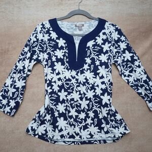 White Stag Floral Cotton Tunic Top Medium Boho